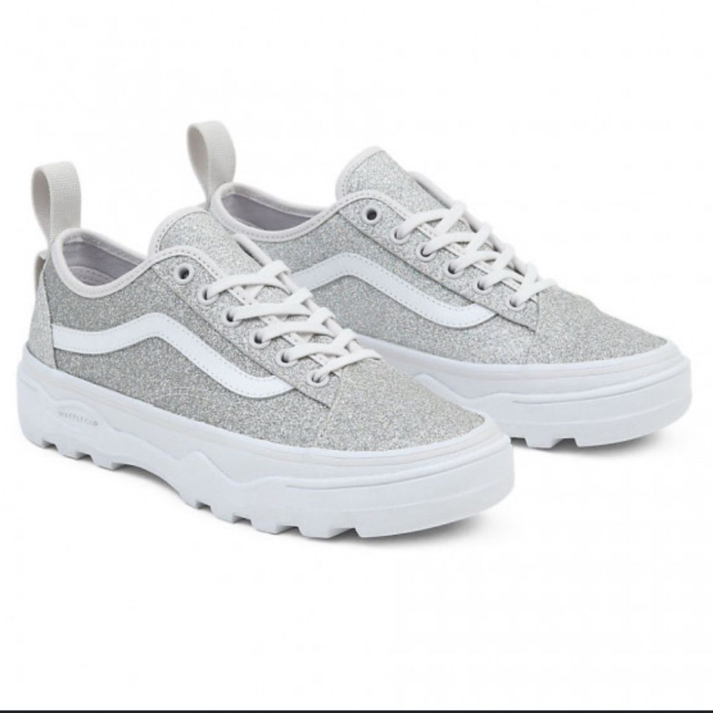 Vans - Silver Glitter Sparkling Waffle Cup Sole Old Skool Sneakers sz 6.5